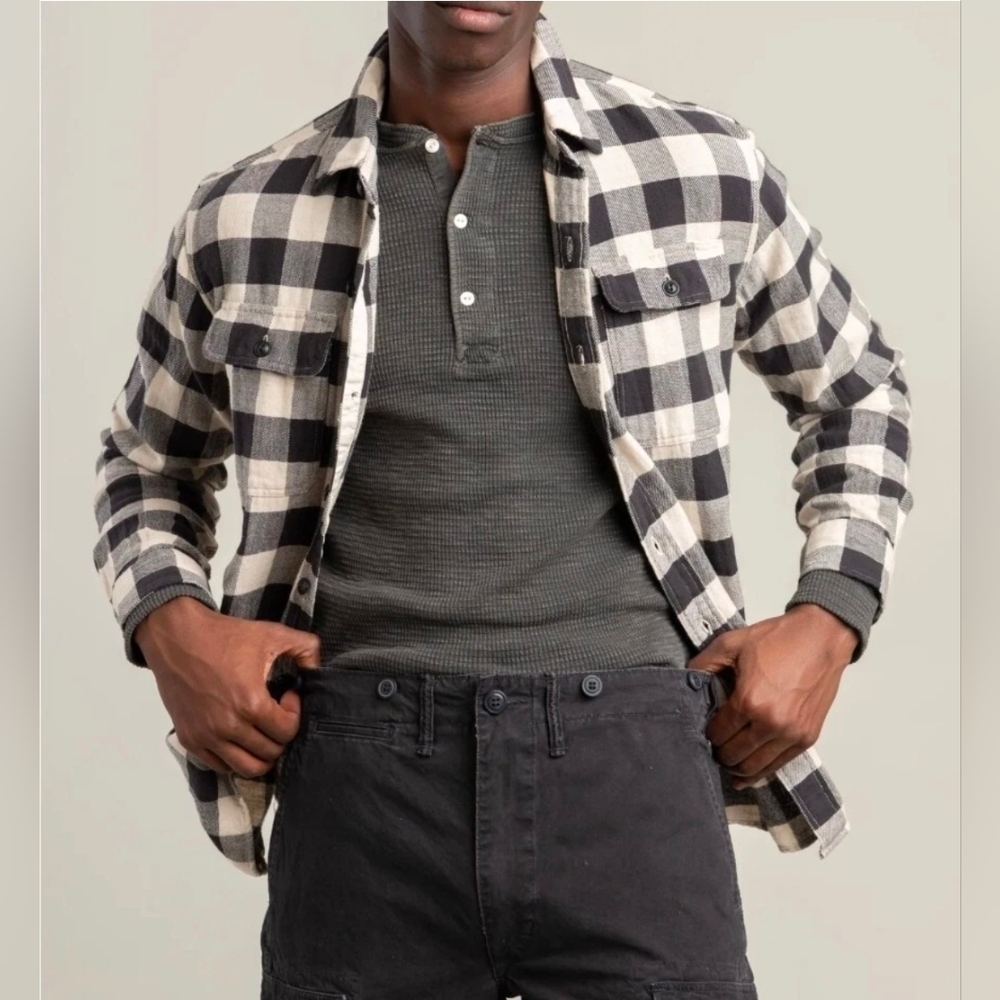 SUPER RARE! Ralph Lauren Blue Label Men's M Buffalo Plaid Cardigan Flannel Shirt